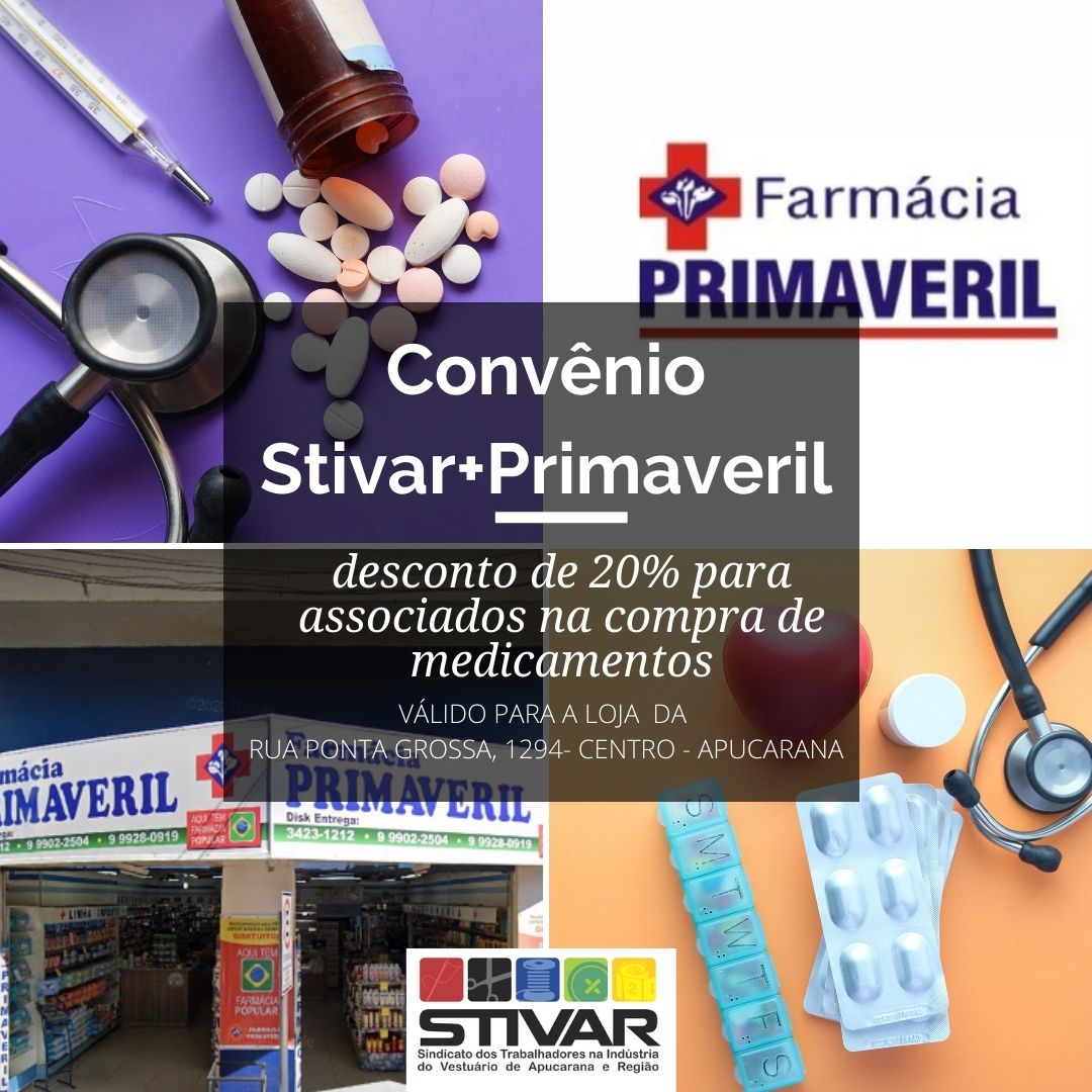 Associados Stivar agora tem 20% de desconto na Farmácia Primaveril