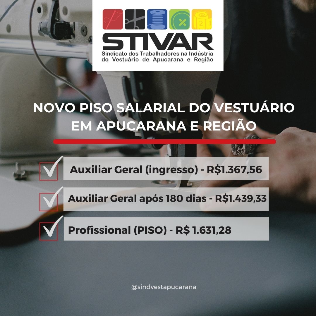 Stivar divulga aumento salarial de trabalhadores do vestuário