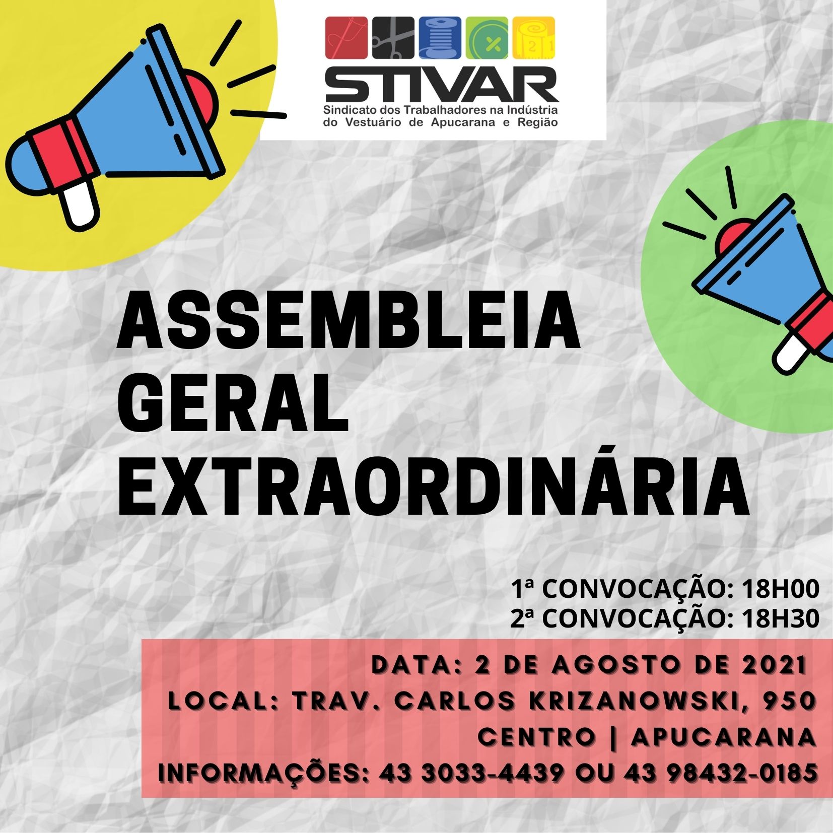 Stivar convoca trabalhadores do vestuário para Assembleia Geral